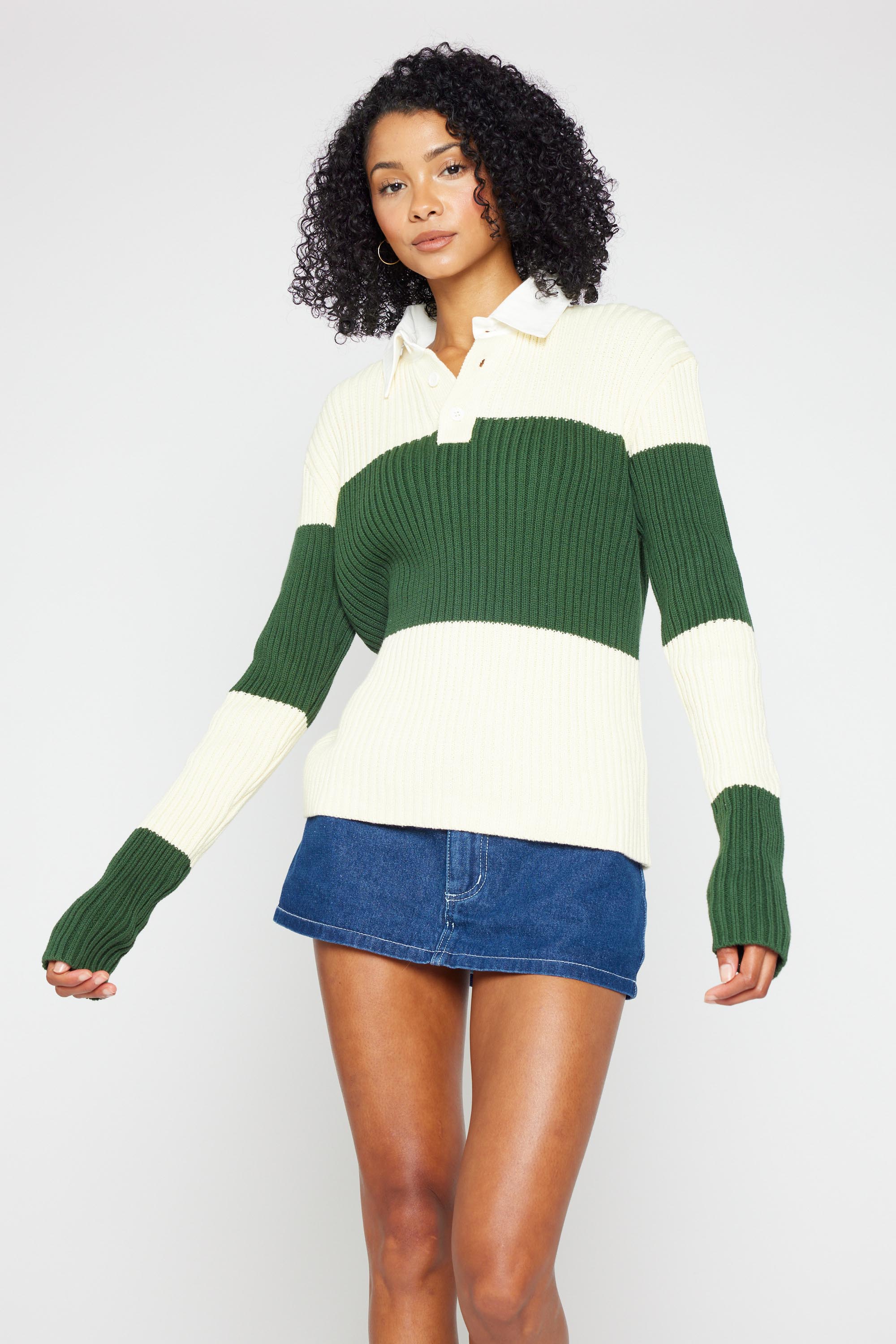 Ivy Long Sleeve Knit Rugby Shirt