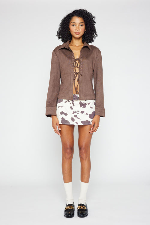 Clio Tie-Front Suede Shirt