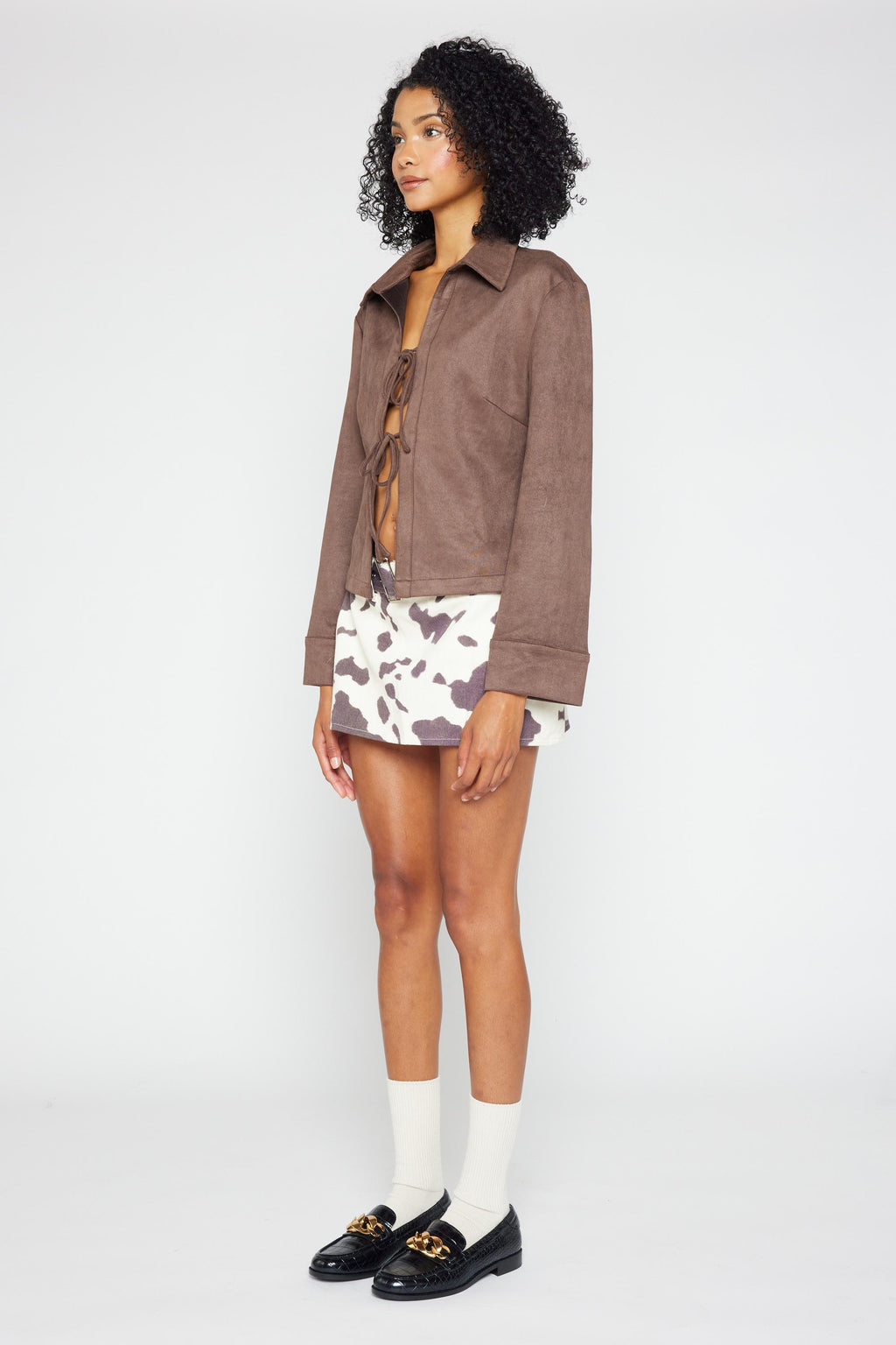 Clio Tie-Front Suede Shirt