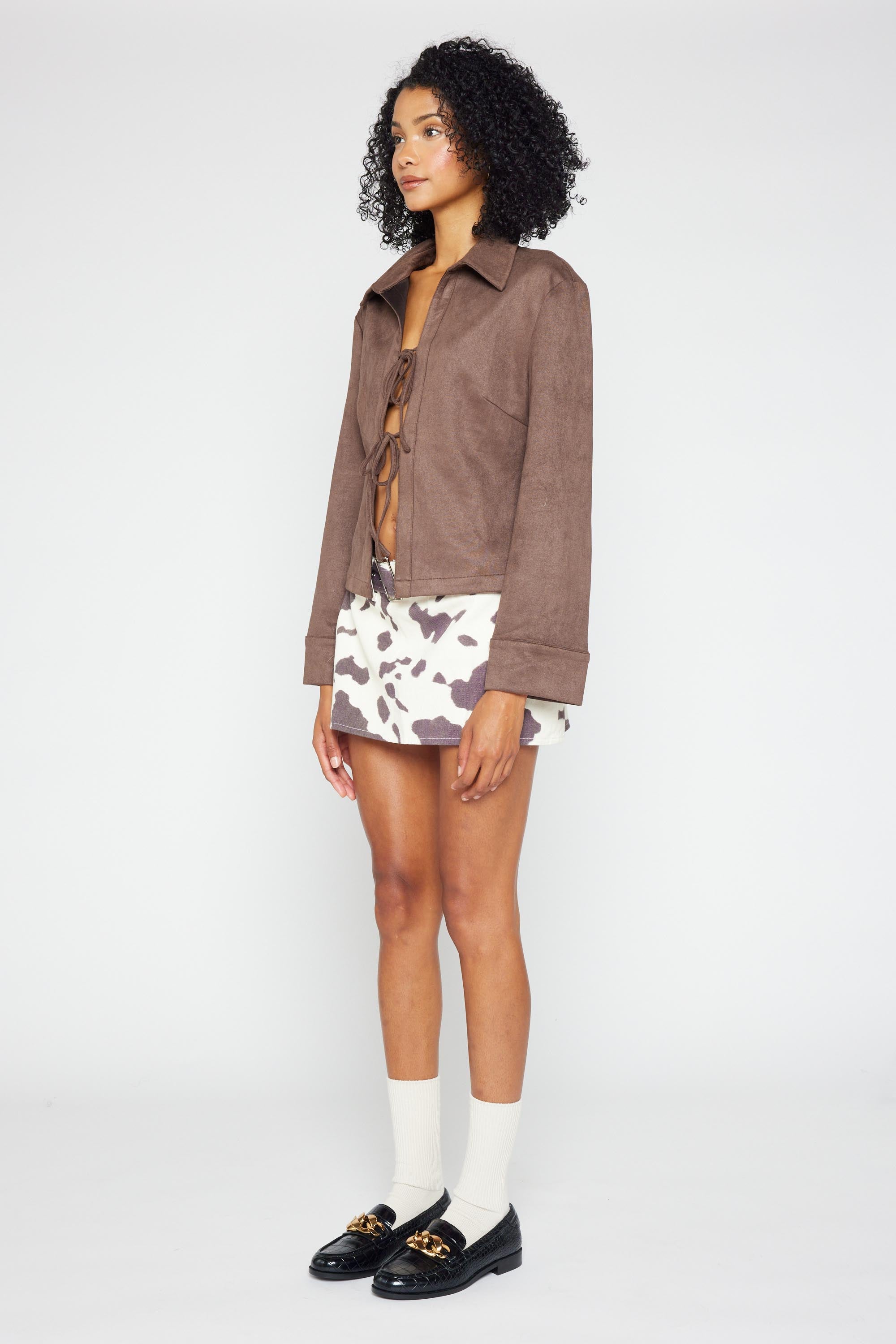 Clio Tie-Front Suede Shirt