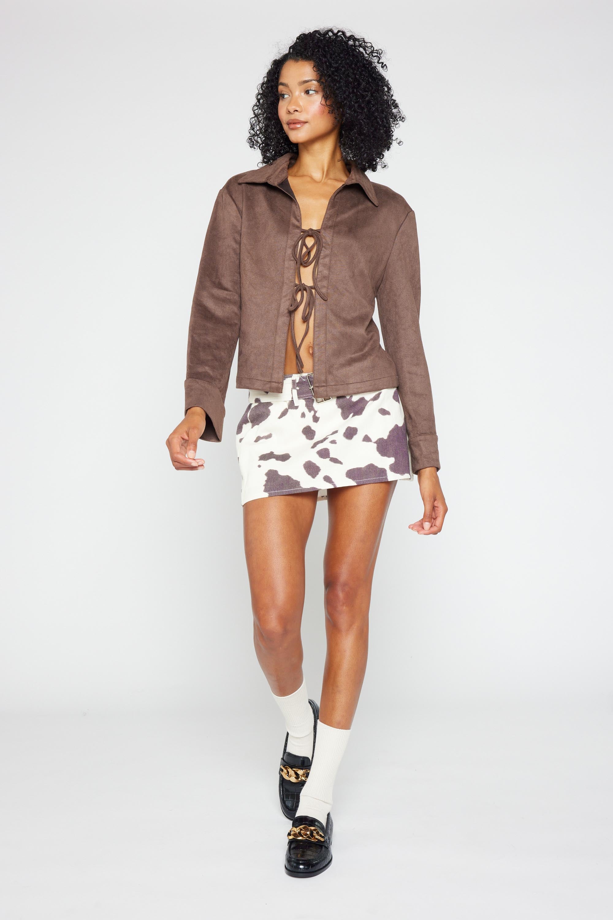 Clio Tie-Front Suede Shirt