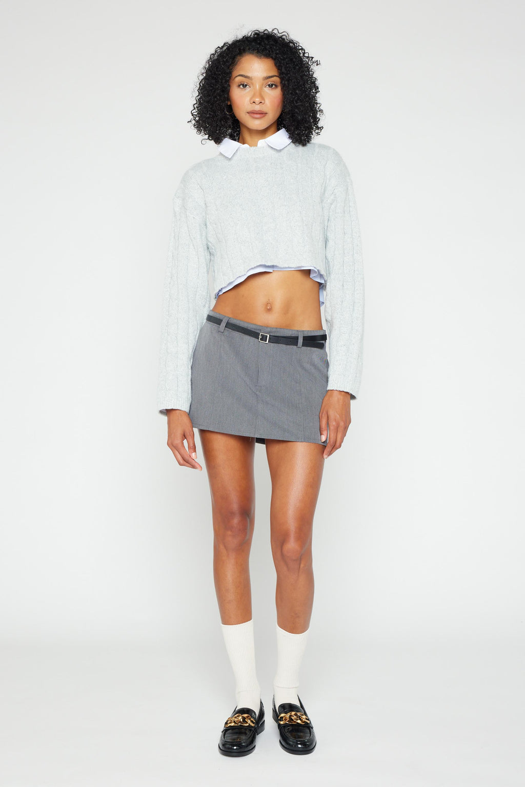 Lila Cable Knitted Cropped Sweater