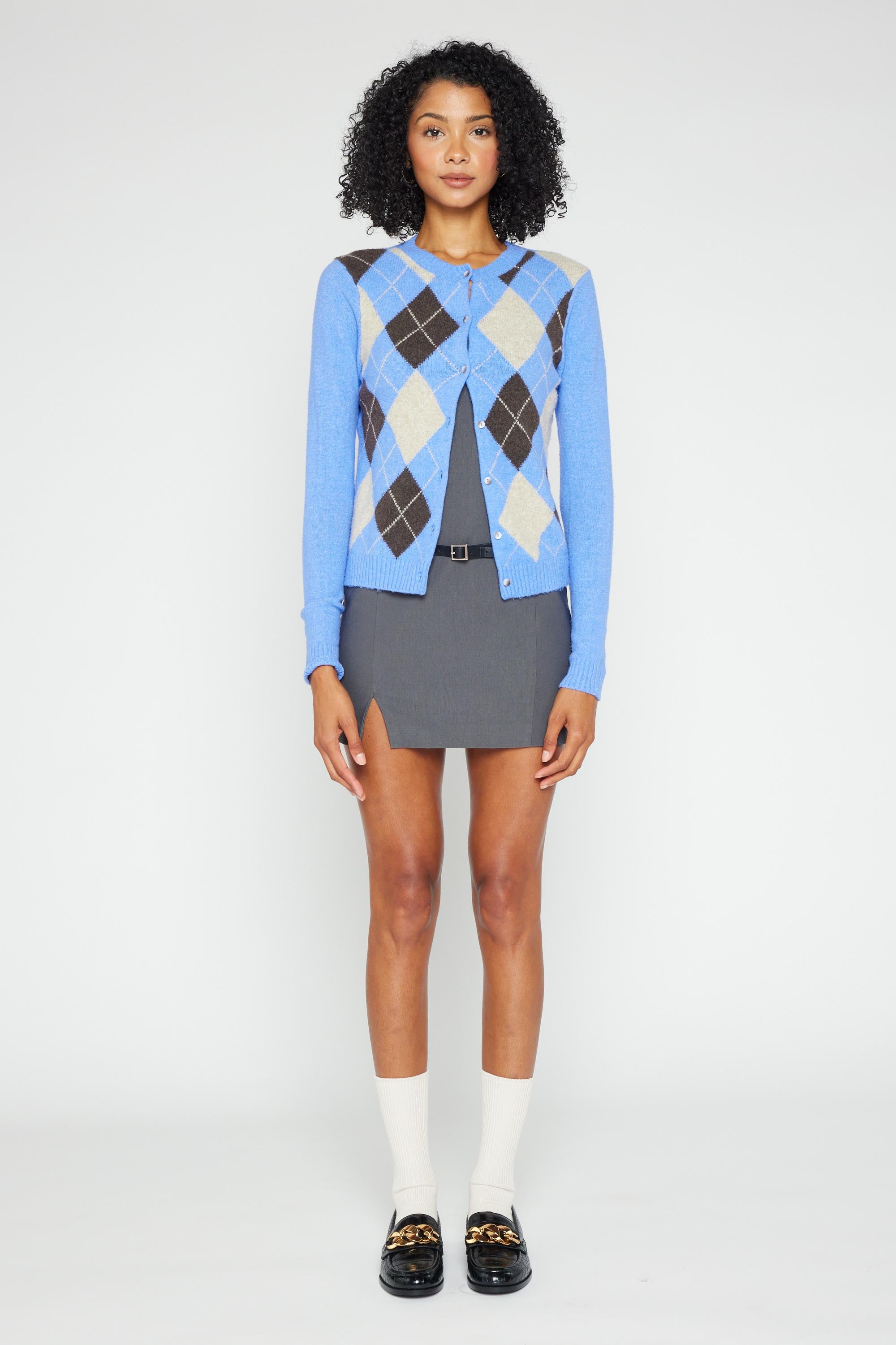 Mina Argyle Knit Cardigan