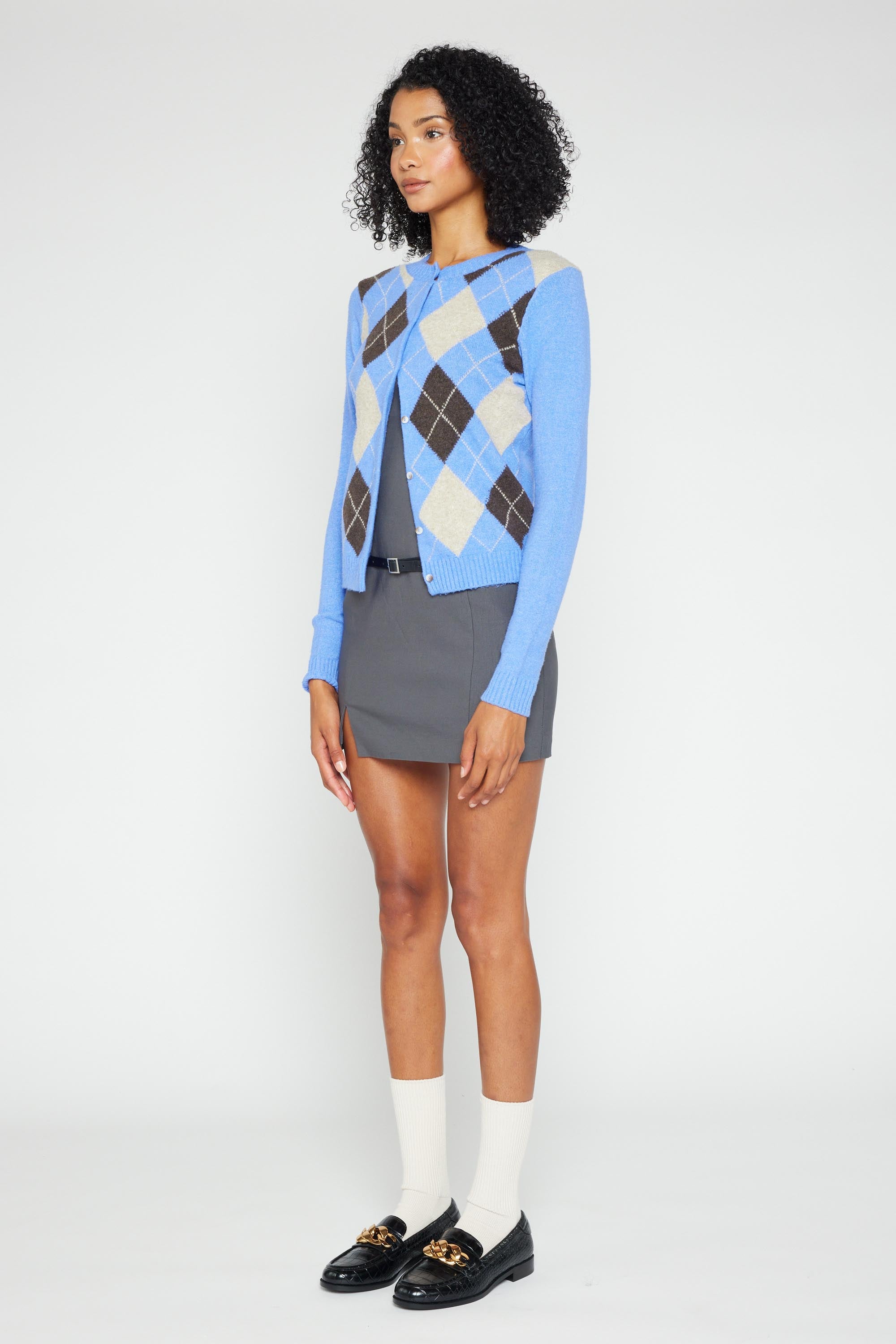 Mina Argyle Knit Cardigan