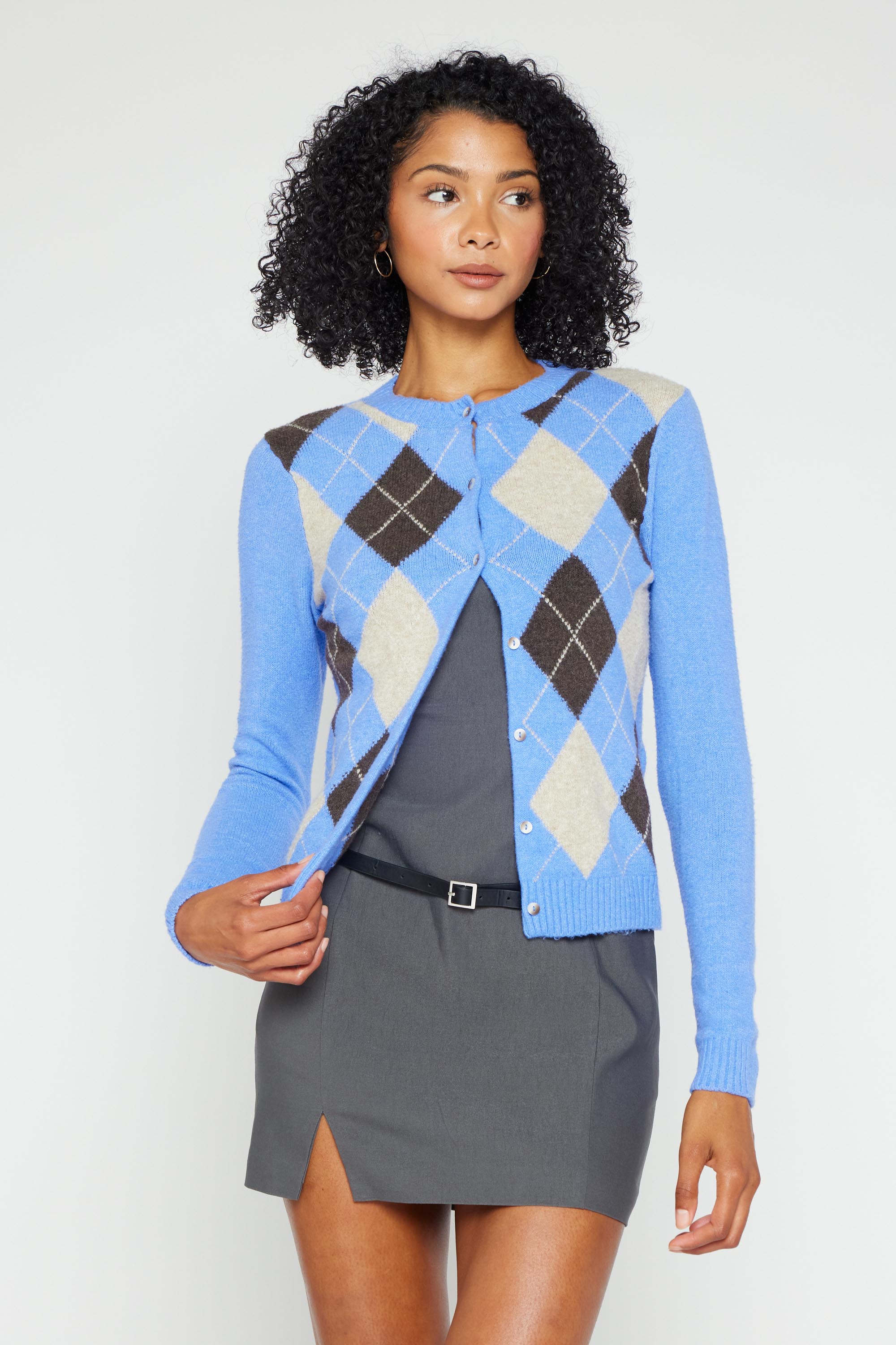 Mina Argyle Knit Cardigan