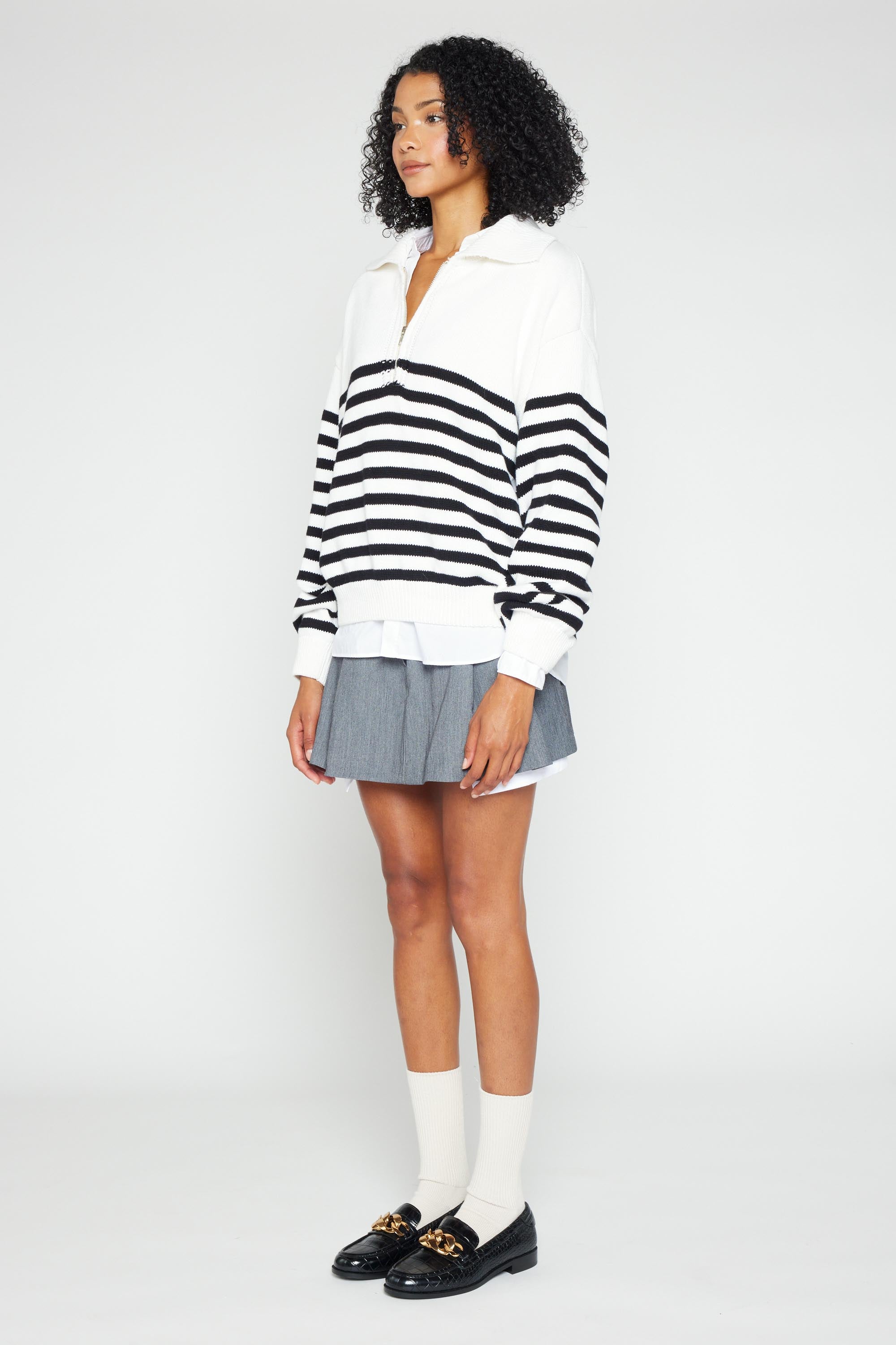 Romi Striped Half Zip Sweater
