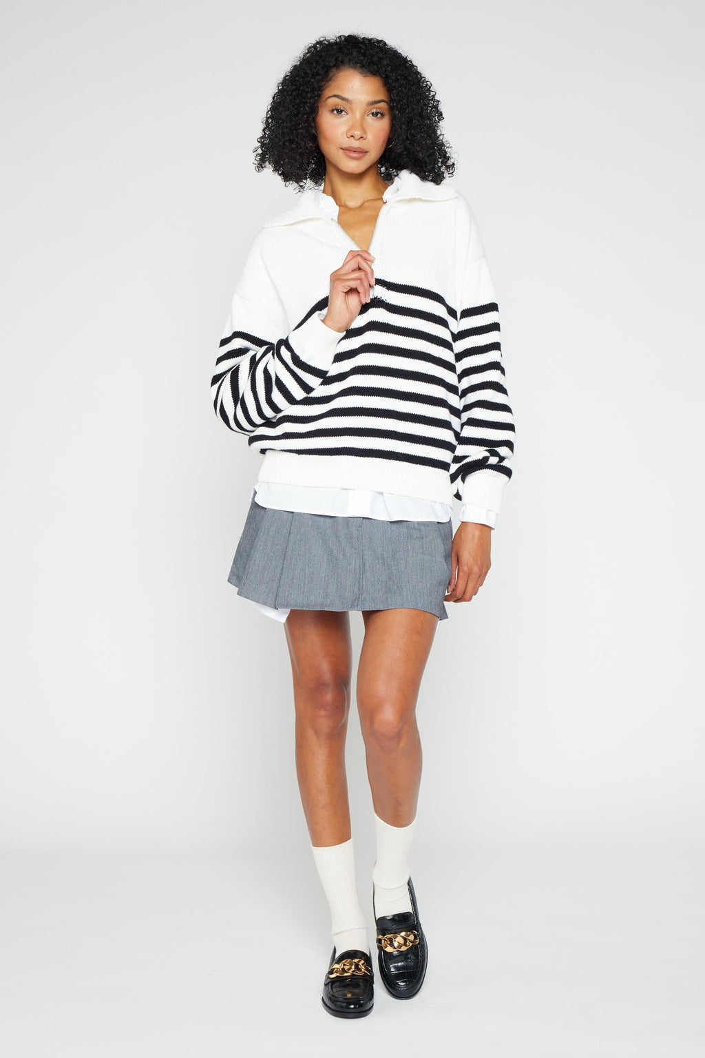 Romi Striped Half Zip Sweater