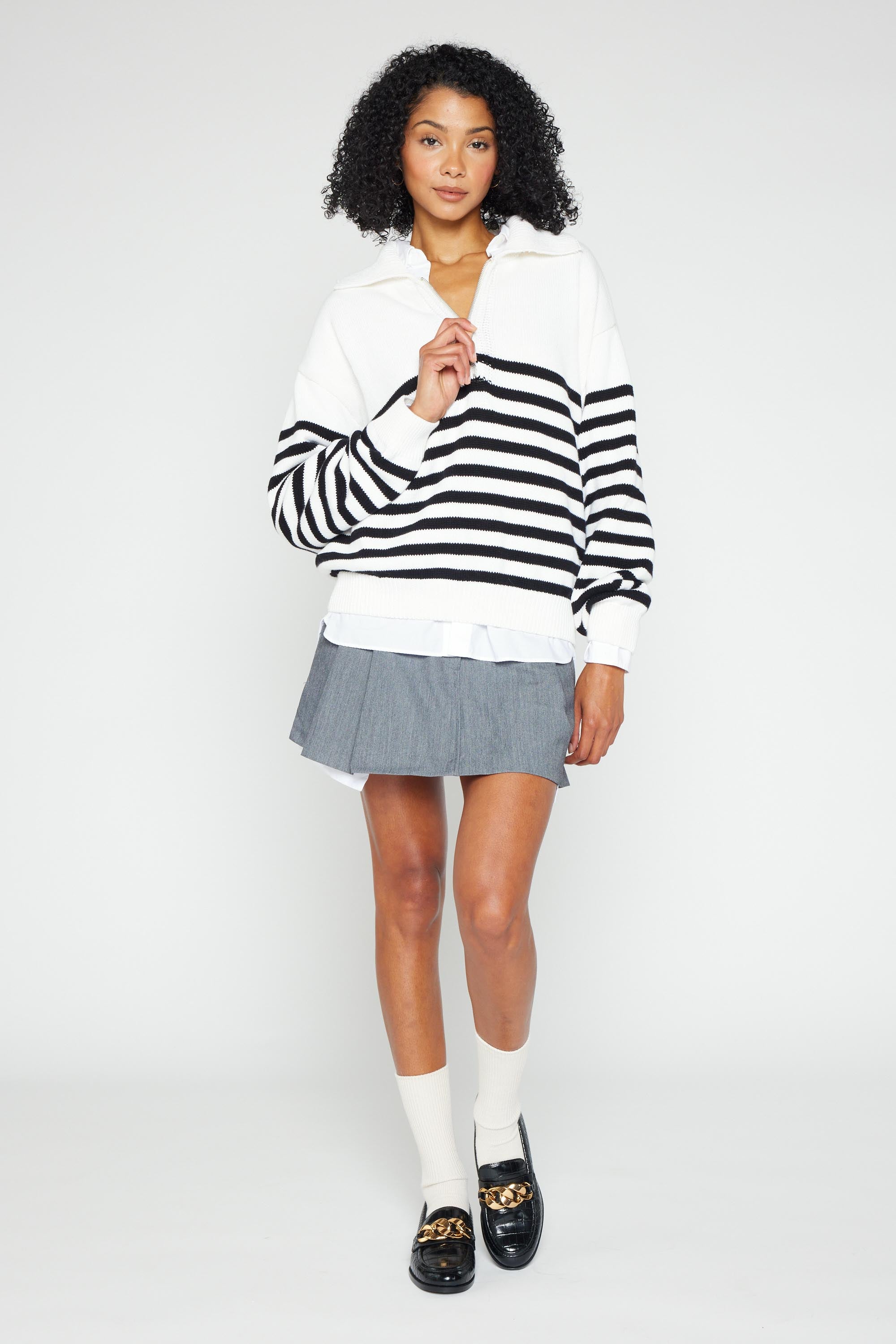 Romi Striped Half Zip Sweater